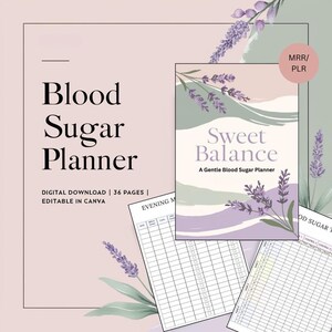 Seguimiento de la salud de la diabetes (PDF), registro de azúcar en sangre, planificador de control de glucosa, diario de bienestar