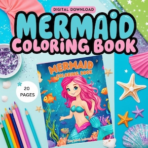 Mermaid Coloring Pages for Kids: 20 Printable PDF, Toddler Preschool, US Letter and A4
