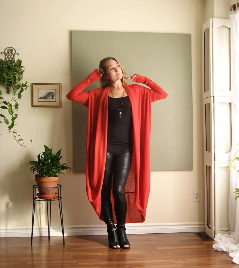 Minimalist Boho Shawl Collar Duster Maxi Cardigan Long Sleeve Etsy