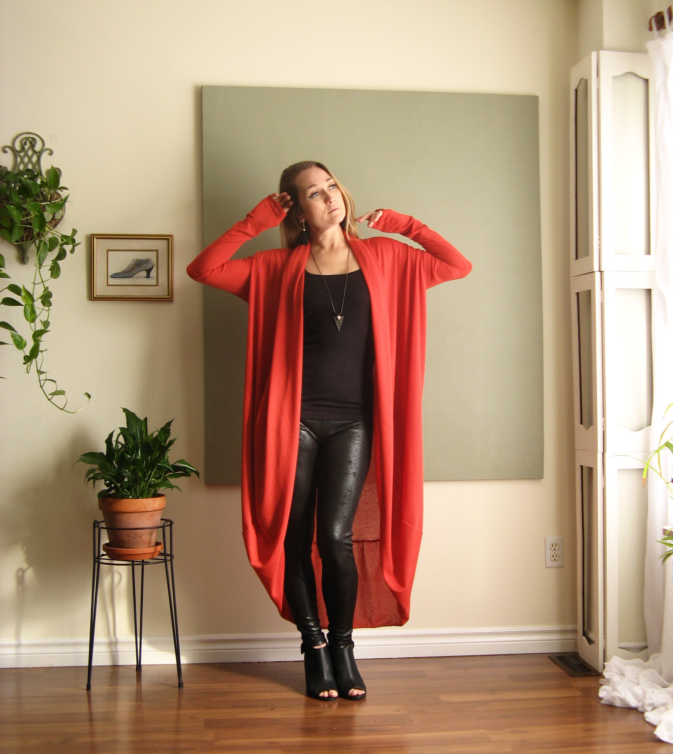 Minimalist Boho Shawl Collar Duster Maxi Cardigan Long Sleeve Etsy