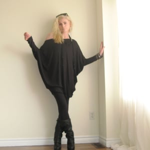 Top à épaules dénudées pour femme, grande taille, tunique, robe longue à manches dolman, coupe ample, pull oversize - XL ou XXL (plus de couleurs) jersey rayonne/spandex