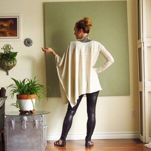 Asymmetric Boho Poncho Sweater OverSized Long Sleeved Tunic Boxy Round Neck Soft Lightweight Knit Maternity XS XL More Colours image 5