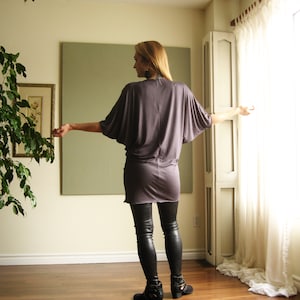 Minimalist Dolman Sleeve T Shirt Dress Plus Size Tunic Loose Oversized Short Sleeve Round Neck XS XL More Colours Lightweight Jersey image 4