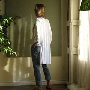 Oversize Boxy Top Asymmetric Hem Tunic Long Sleeve T Shirt Drop Shoulder Tunic Side Slit Round Neck Hygge Jersey More Colours XS XL image 2