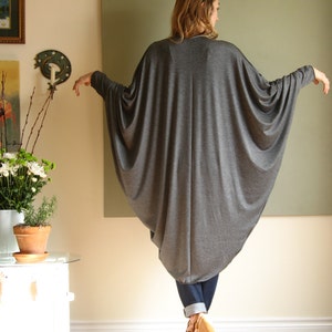 Boho Clothing Oversized Cardigan Long Sleeve Maxi Sweater Dolman Sleeve Duster Outerwear Longer Version Rayon/Spandex Jersey One Size image 6