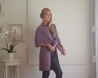 Boho Clothing Oversized Cardigan Kimono Sleeve Minimalist Boxy Sweater Ruana Wrap Cool Kimono Asymmetric Soft Light French Terry XS - L