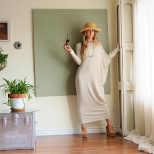 Asymmetric Boho Dress Off Shoulder Sweater Dress Long Loose Maxi Dress Long Sleeve Maternity XSmall - XLarge (More Colours)