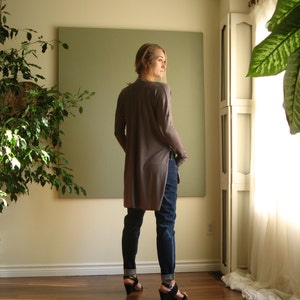 Asymmetric Hem Tunic Long Sleeve T Shirt Oversize Boxy Top Drop Shoulder V Neck Shirt Side Slit Vent Hygge Jersey More Colours XS XL image 2