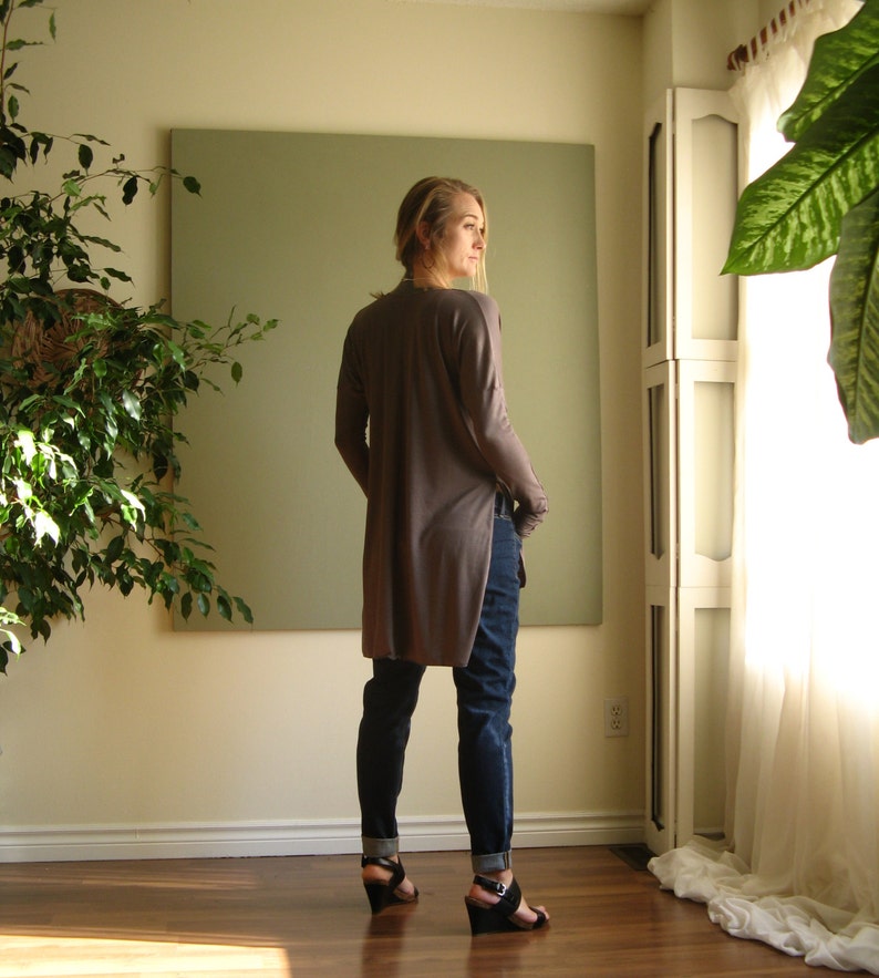 Asymmetric Hem Tunic Long Sleeve T Shirt Oversize Boxy Top Drop Shoulder V Neck Shirt Side Slit Vent Hygge Jersey More Colours XS XL image 2