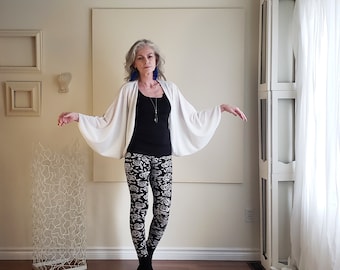 Oversized Cardigan Cropped Sweater Dolman Batwing Sleeve Long Sleeve Shrug Jacket Boho Asymmetric Hem Shorter Version  One Size
