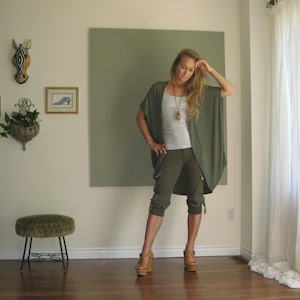 Boho Chic Oversized Sleeveless Cardigan Sweater Vest Wrap Long Loose Extravagant Vest Rayon/Spandex Jersey - More Colours - One Size