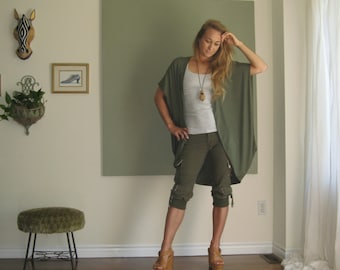 Boho Chic Oversized Sleeveless Cardigan Sweater Vest Wrap Long Loose Extravagant Vest Rayon/Spandex Jersey - More Colours - One Size