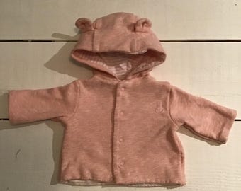 Felpa con cappuccio in cotone rosa per bambola da 16-17 pollici
