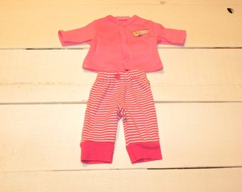 Bright Pink Top and Striped Pink and White pants - 14 - 15 inch doll clothes