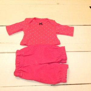 Hot Pink Cord Hose und Polka Dot Tshirt - 34 - 15 inch Puppenkleidung