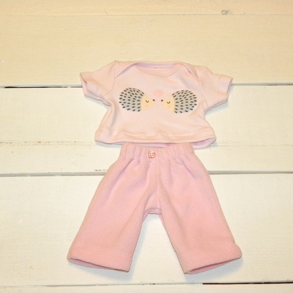 Pink Armadillo Patterned T shirt and Pink Fleece Pants - 12 inch doll clothes