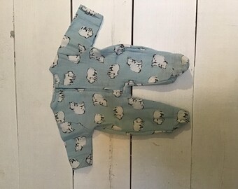 Dormiente con piedini disegnati a forma di orso bianco azzurro pallido