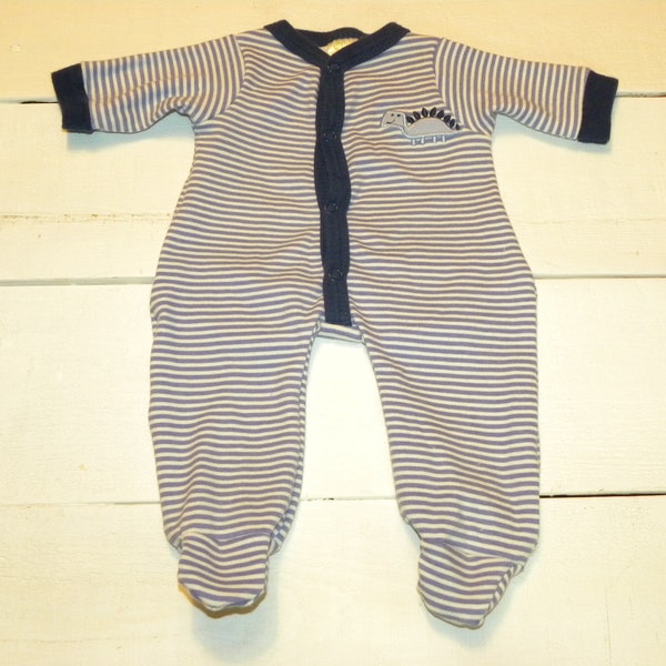 Blue and White Striped Footed Sleeper - 16 - 18 in doll clothes