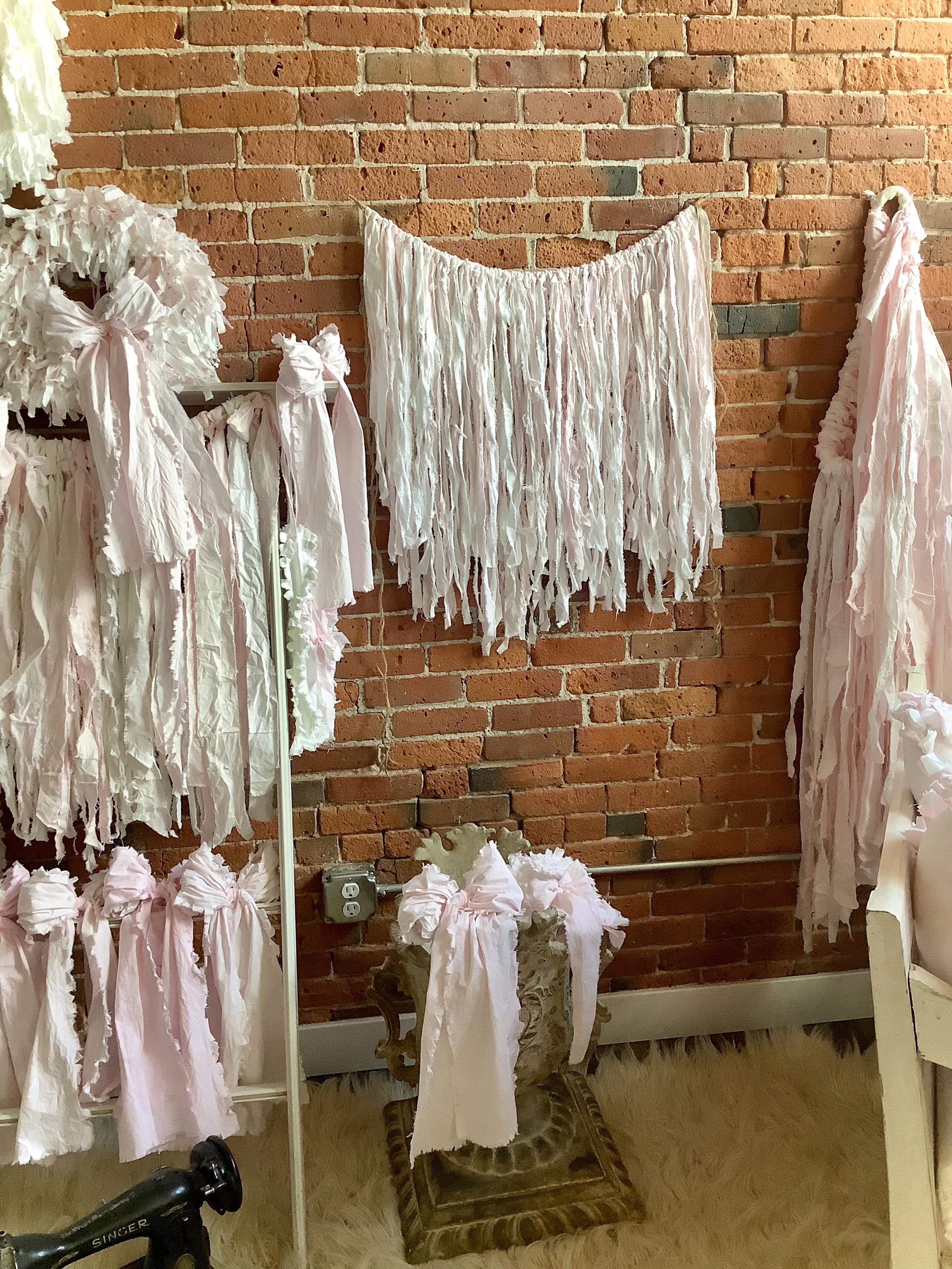Shabby Rags Scrappy Shabby Tattered Washed Cotton Fabric Rag Garland White Pink - Etsy