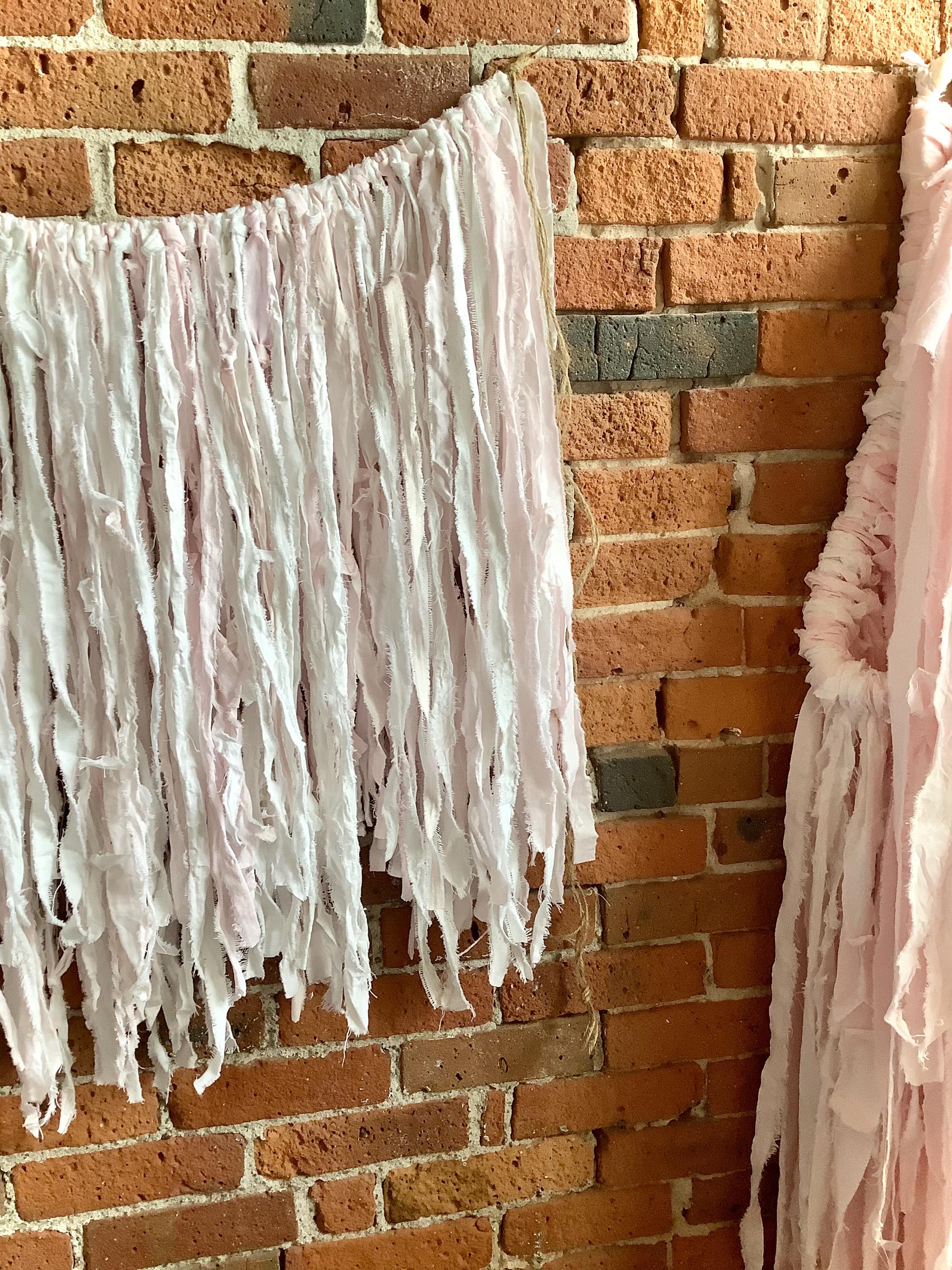 Shabby Rags Scrappy Shabby Tattered Washed Cotton Fabric Rag Garland White Pink - Etsy