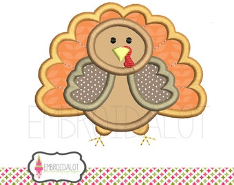 Turkey applique embroidery design. Fall applique embroidery design for thanksgiving. Fun turkey embroidery for fall projects.