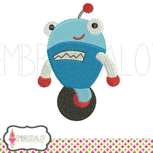Cute robot embroidery design. Cute, geektacular machine embroidery. Fun geek embroidery for boys and awesome girls. Boys embroidery.
