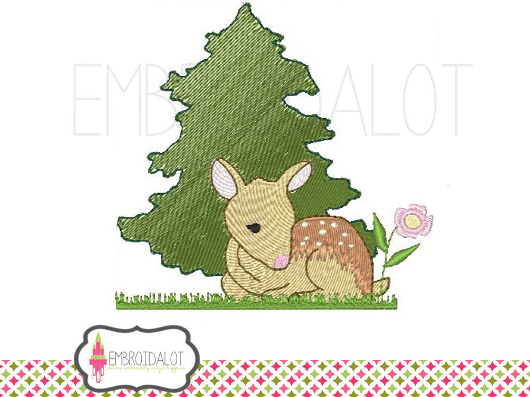 Deer Embroidery Design. Adorable Baby Deer Machine Embroidery Etsy