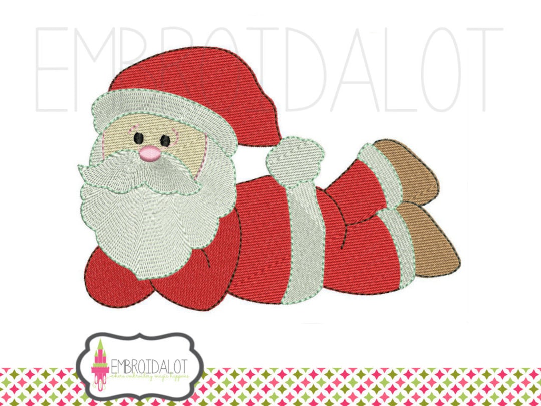 Machine Embroidery Split Santa Santa Machine Embroidery Design. Filled Design in Two Sizes. Fun Santa ...