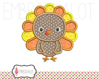Turkey applique embroidery design. Turkey embroidery applique design for thanksgiving. Cute turkey fall applique.