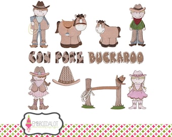 Country machine embroidery design set. Cowboy embroidery themed designs. Western embroidery designs. Great for ranch embroidery projects.