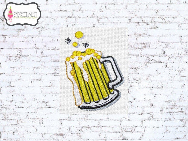 Beer Machine Embroidery Design. Big Beer Mug Embroidery. Great Etsy