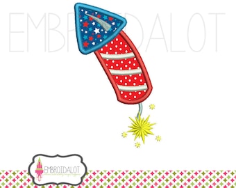 Firecracker applique embroidery design. Super cute patriotic embroidery. Firecracker embroidery adds a pop to your project.