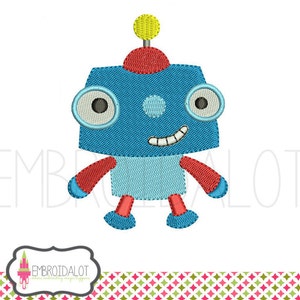 Robot embroidery design. Cute, geektacular robot machine embroidery. Fun geek embroidery for boys and awesome girls.
