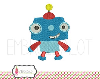 Robot embroidery design. Cute, geektacular robot machine embroidery. Fun geek embroidery for boys and awesome girls.