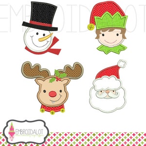 Christmas applique embroidery design set. Cute applique. Rudolf applique, Elf and Frosty applique to add a fun touch tpo your project..