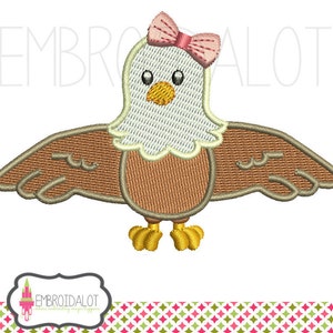 Girly Eagle embroidery design. Super cute girly patriotic embroidery. Fun American eagle embroidery.
