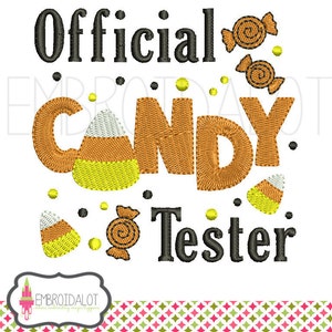 Disegno di ricamo di Halloween. Disegno di ricamo di cereale di caramella per Halloween. Ricamo a macchina divertente con caramelle e lecca lecca.