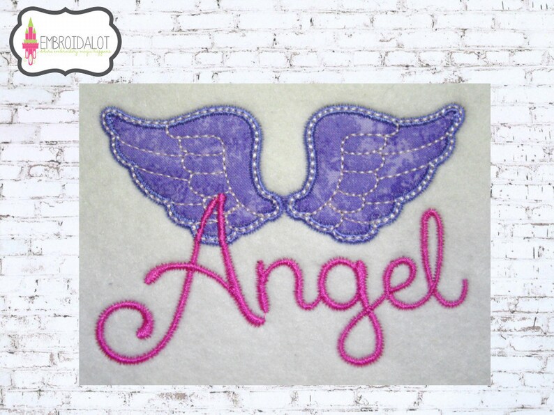 Angel Applique Embroidery Design. Pretty Angel Wing Applique Etsy