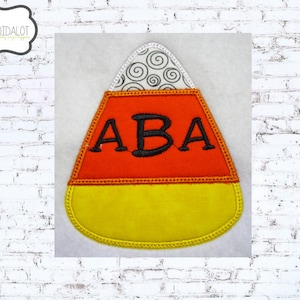 Candy corn monogram frame applique embroidery design. Candy corn applique design. Fun fall applique. Halloween monogram frame.