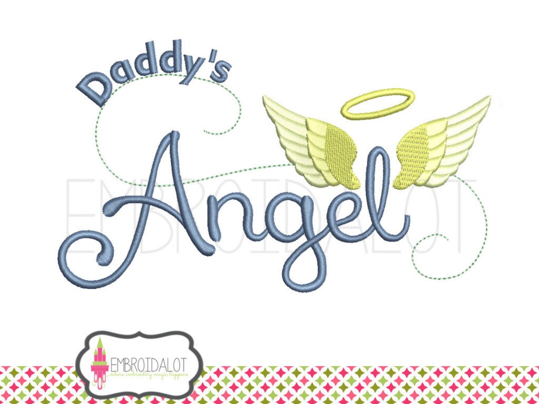 Daddy's Angel Embroidery Design. Pretty Dad's Angel - Etsy