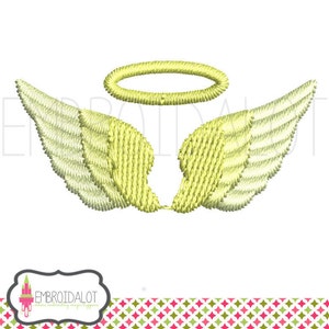May include: Embroidered design of angel wings with a halo, in yellow and white.