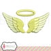 Angel wings embroidery design. Dainty Angel embroidery in 3 mini sizes! Pretty Angel wing machine embroidery in filled stitch.