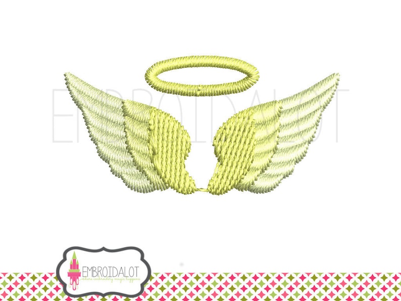 Angel wings embroidery design. Dainty Angel embroidery in 3 mini sizes Pretty Angel wing machine embroidery in filled stitch. image 1