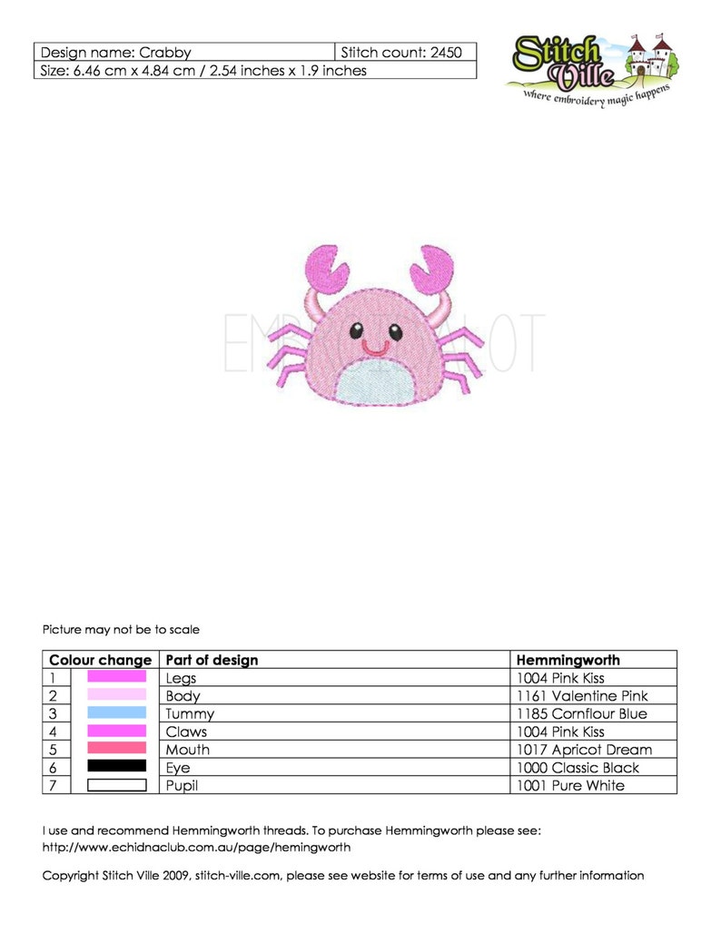 Crab machine embroidery design cute filled stitch crab  etsy Crab machine embroidery design cute filled stitch crab  etsy