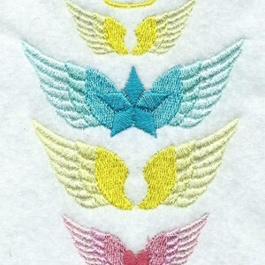 Angel wings embroidery design. Dainty Angel embroidery in 3 mini sizes Pretty Angel wing machine embroidery in filled stitch. image 2