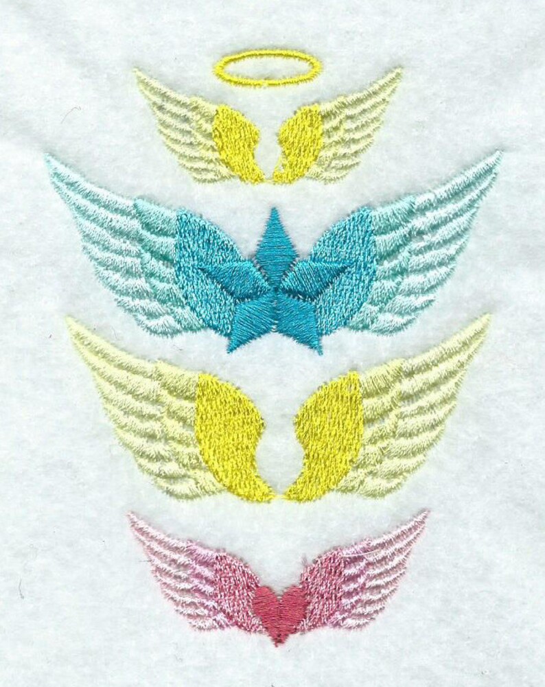 Angel Wings Embroidery Design. Dainty Angel Embroidery in 3 Mini Sizes ...