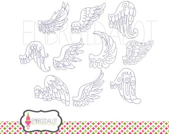 Angel wings embroidery design. Angel or fairy wing machine embroidery, Angel redwork embroidery. Angel embroidery, fairy embroidery.