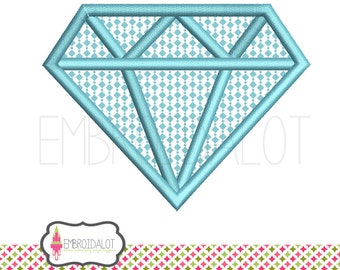 Diamond applique embroidery design. On trend geometric diamond embroidery. 5 sizes. Jewel applique.