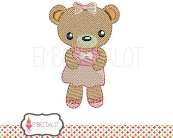 Teddy bear embroidery design. Cute dancing ballerina teddy embroidery design. Pretty ballerina embroidery fit for a princess.