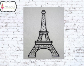 Eiffel tower machine embroidery design. French embroidery design, quick and easy to add some flare to your project, 4 x 4, 5 x 7, 6 x 10.